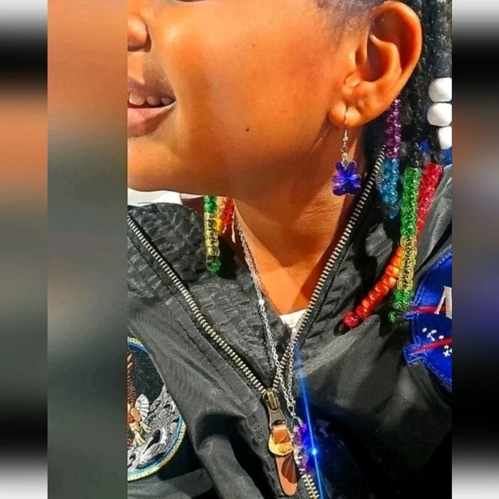 Magic Glass Gummi Bear Earrings & Necklace Violet